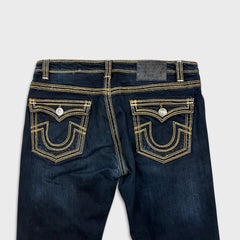 Vintage Y2K True Religion Jeans Mens 36x30 Big T World Tour Dark Wash Flap Pocket Denim Pants
