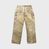 Vintage 90s Carhartt Pants Mens 34x32 Beige Original Fit Double Knee Distressed USA