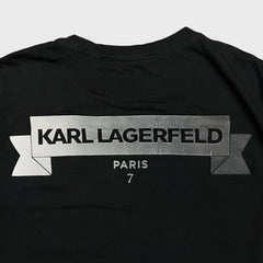 Karl Lagerfeld Paris T Shirt Mens Large Black Multi Badge Choupette Graphic Tee