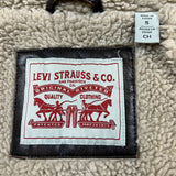 Levi's Faux Leather Jacket Mens Small Brown Aviator Bomber Sherpa Lined Coat
