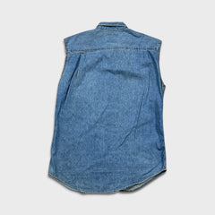 Vintage 90s Levi's Denim Shirt Mens Medium Blue Double Pocket Sleeveless Button Up Vest