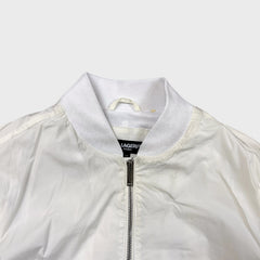 Karl Lagerfeld Paris Jacket Mens Small White Lightweight Lined Windbreaker Bomber