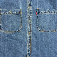 Levi's Denim Shirt Mens Large Blue Medium Wash Casual Western Jeans Button Up