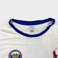 Polo Ralph Lauren Russia T Shirt Mens Medium White RUS Crest Patch Tee