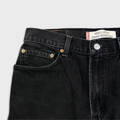 Levi's 505 Jeans Mens 32x28 Black Regular Fit Straight Leg Dark Wash Faded Denim Pants