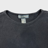 Vintage Y2K Rough Dress Ribbed T Shirt Mens Medium Black Cotton Short Sleeve Tee