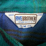 Vintage 90s Five Brother Shirt Mens Medium USA Flannel Plaid Long Sleeve Button Up