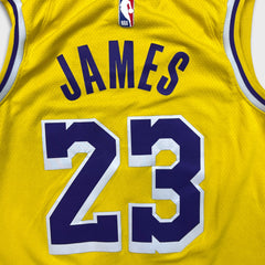 Nike LeBron James #23 Lakers Jersey Mens Medium Yellow NBA Swingman Icon Edition Basketball