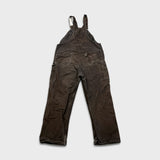 Vintage Carhartt Overalls Mens 40x30 Brown Duck Bib Double Knee Carpenter Workwear