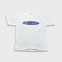 Vintage Y2K Bud Light T Shirt Mens XL White Beer Logo Graphic Short Sleeve Tee
