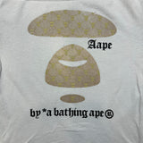 AAPE By A Bathing Ape T Shirt Mens Large White Distressed Monogram Moon Face Tee