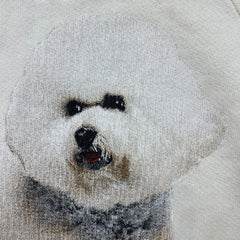 Vintage 90s Fruit of The Loom Sweatshirt Womens Medium White Bichon Frise Dog