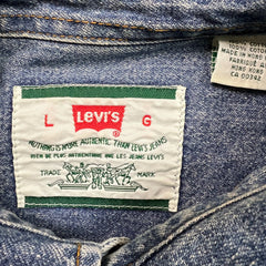 Vintage 90s Levi's Denim Shirt Mens Large Blue Red Tab Light Wash Button Up