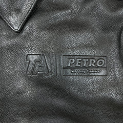 Vintage Y2K Ultra One Platinum TA Petro Leather Jacket Mens Medium Black A2 Flight Bomber