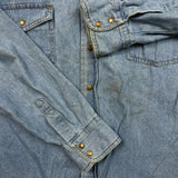 Dickies Denim Shirt Mens Medium Blue Light Wash Casual Western Button Up