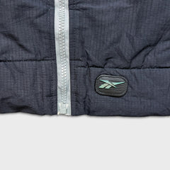 Vintage 90s Reebok Jacket Mens Medium Black Full Zip Reversible Hooded