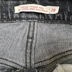 Levi's Ribcage Straight Ankle Jean Womens 28x27 Black High Rise Medium Wash Denim Pants