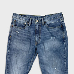 Levi’s 514 Jeans Mens 34x32 Blue Slim Straight Fit Light Wash Distressed Denim Pants