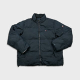 Tommy Hilfiger Jacket Mens Large Black Flag Outdoor Full Zip Puffer Down Coat