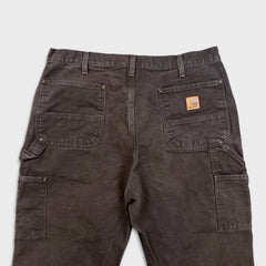 Carhartt Pants Mens 36x30 Brown Loose Fit Double Knee Workwear Carpenter Canvas