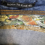 Vintage Y2K Ed Hardy Jeans Mens 34x32 Blue Slim Straight Distressed Dagger Denim Pants