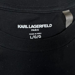 Karl Lagerfeld Paris T Shirt Mens Large Black Multi Badge Choupette Graphic Tee