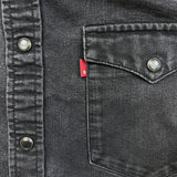 Levi's Denim Shirt Mens Medium Black Dark Wash Casual Western Pearl Snap