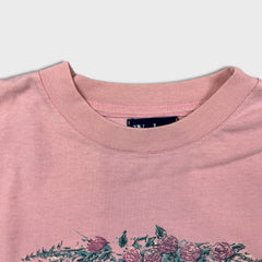 Vintage 90s Cat Window T Shirt Mens Large Pink Floral Nature Graphic Art Tee