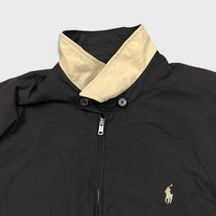 Vintage 90s Polo Ralph Lauren Harrington Jacket Mens XL Black Plaid Lined Bomber