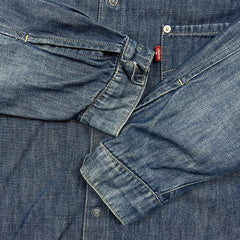 Levi's Engineered Jeans Denim Shirt Mens Small Blue Medium Wash Snap Long Sleeve