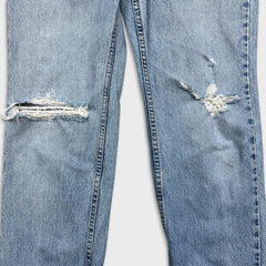 Vintage 90s Levis 505 Jeans Womens 30x29 USA Straight Leg Low Rise Distressed Denim Pants
