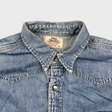Vintage 90s Levi's Denim Shirt Men Medium Blue Light Wash Western Button Up