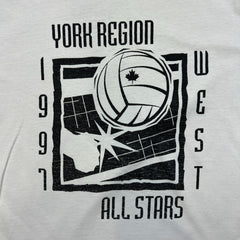 Vintage 1997 York Region All Stars Volleyball T Shirt Mens XL White Sports Tee