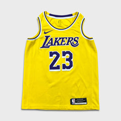 Nike LeBron James #23 Lakers Jersey Mens Medium Yellow NBA Swingman Icon Edition Basketball