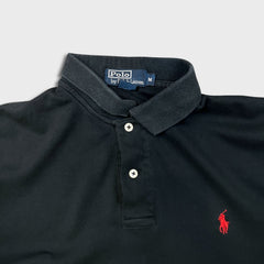 Vintage 90s Polo Ralph Lauren Shirt Mens Medium Black Preppy Pony Casual Short Sleeve