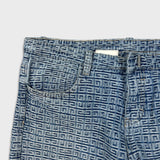 Givenchy 4G Jacquard Denim Mens 34x34 Blue Oversized Fit Light Wash Monogram Pants