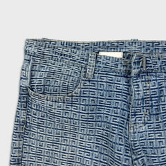 Givenchy 4G Jacquard Denim Mens 34x34 Blue Oversized Fit Light Wash Monogram Pants