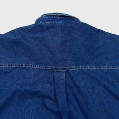 Vintage 90s Chaps Ralph Lauren Denim Shirt Mens Large Blue Medium Wash Western Button Up
