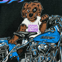 Vintage 90s Old Dogs Hawgs Coombs BC T Shirt Mens Large Black Faded Motorcycle Tee