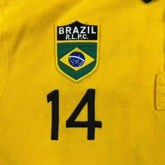 Polo Ralph Lauren Brazil #14 Shirt Mens XL Yellow Big Pony Casual Short Sleeve