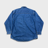 Vintage 90s Levi's Denim Shirt Mens XL Blue Orange Tab Medium Wash Button Up