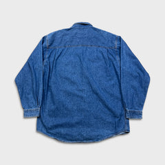 Vintage 90s Levi's Denim Shirt Mens XL Blue Orange Tab Medium Wash Button Up