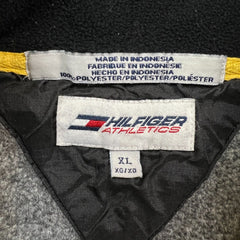 Vintage 90s Tommy Hilfiger Fleece Mens Large Gray 1/4 Zip Spell Out Athletics Jacket