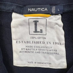 Nautica Sweatshirt Mens Large Blue 1/4 Zip Spell Out Pullover