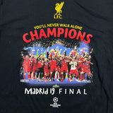 2019 Liverpool FC T Shirt Mens Medium Black Champions League Final Soccer Tee