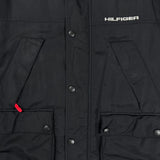 Vintage 90s Tommy Hilfiger Jacket Mens Small Black Tommy Flag Full Zip Oversized Coat