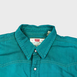 Vintage 90s Levi's Denim Shirt Mens Large Blue Casual Western Pearl Snap