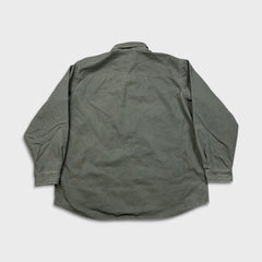 Vintage 90s L.L Bean Denim Shirt Mens XL Green Plaid Lining Workwear Button Up