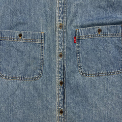 Vintage 90s Levi's Denim Shirt Mens Large Blue Faded Western Button Up