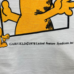 Vintage 90s Garfield Jim David T Shirt Mens Large While Single Stitch Cartoon